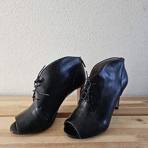 Louise et Cie Black Lace-Up Peep-Toe Heels